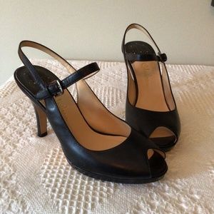 Cole Haan  dressy peep toe sling back with Nike Air, 6.5, Black